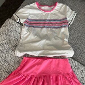 Lucky In Love - Girl's Tennis Matching Shirt and Skirt - M (10-12)